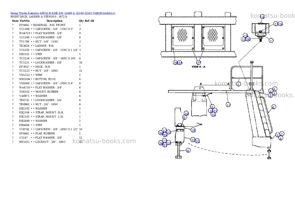 Komatsu afe42-r 630e s/n 32489 & 32500-32501 tarong Parts catalog cover Page 5