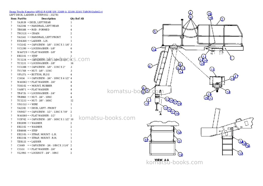 Komatsu afe42-r 630e s/n 32489 & 32500-32501 tarong Parts catalog cover Page 6