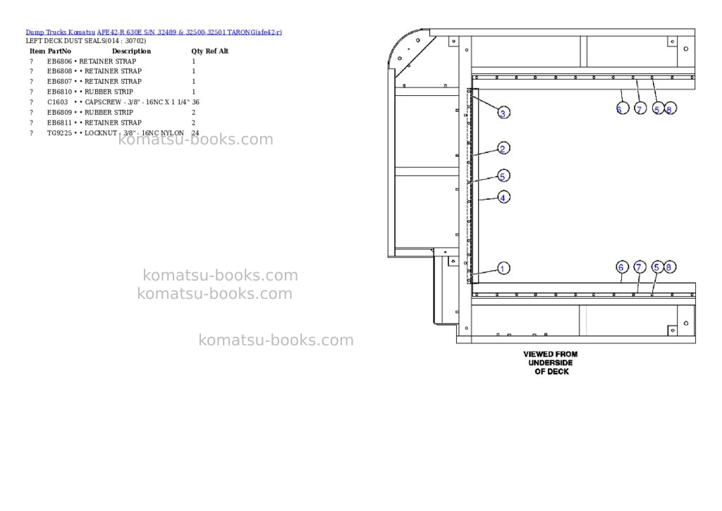 Komatsu afe42-r 630e s/n 32489 & 32500-32501 tarong Parts catalog cover Page 7