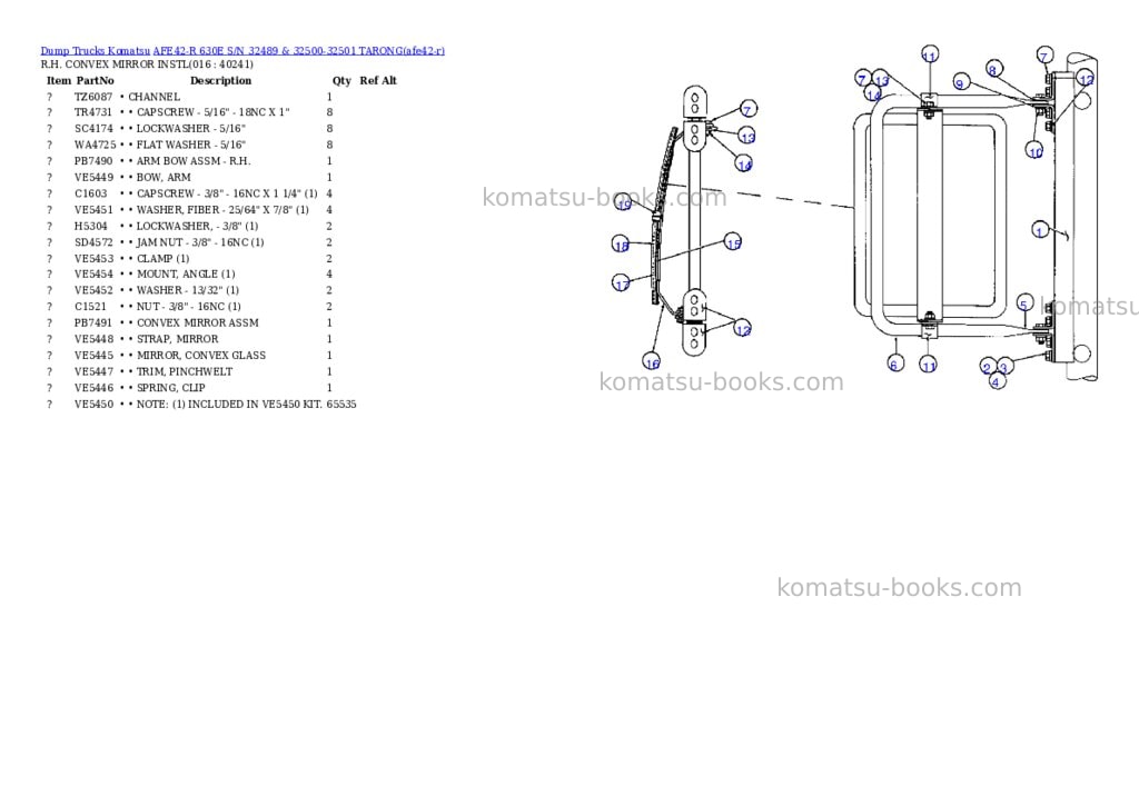 Komatsu afe42-r 630e s/n 32489 & 32500-32501 tarong Parts catalog cover Page 8