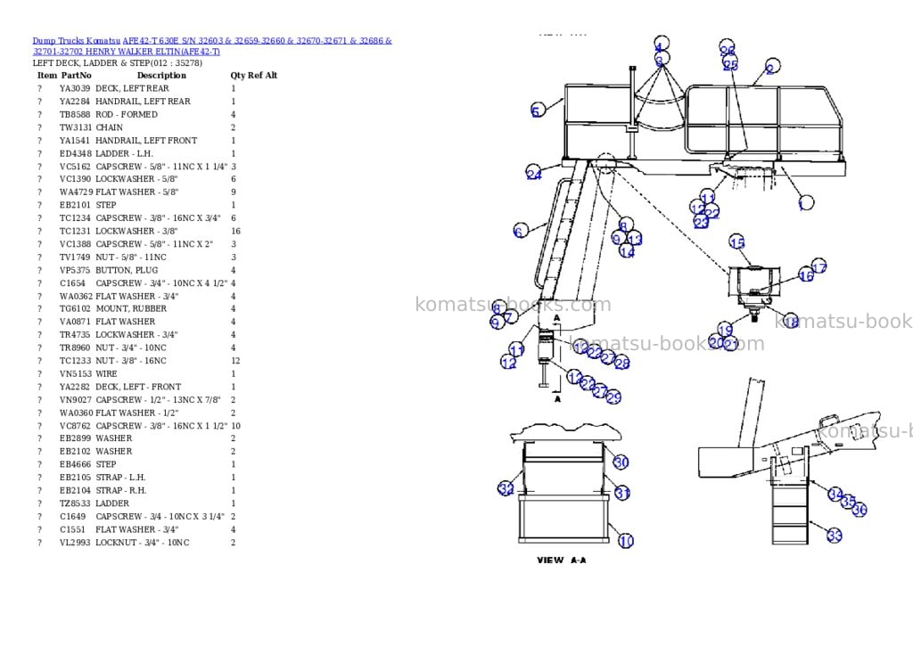 Komatsu afe42-t 630e s/n 32603 & 32659-32660 & 32670-32671 & 32686 & 32701-32702 henry walker eltin Parts catalog cover Page 6 Komatsu afe42-t 630e s/n 32603 & 32659-32660 & 32670-32671 & 32686 & 32701-32702 henry walker eltin Parts catalog cover Page 6