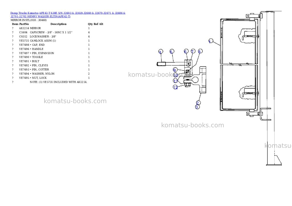Komatsu afe42-t 630e s/n 32603 & 32659-32660 & 32670-32671 & 32686 & 32701-32702 henry walker eltin Parts catalog cover Page 9 Komatsu afe42-t 630e s/n 32603 & 32659-32660 & 32670-32671 & 32686 & 32701-32702 henry walker eltin Parts catalog cover Page 9