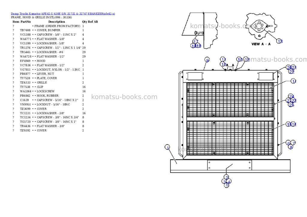 Komatsu afe42-u 630e s/n 32732 & 32747 ebanezer Parts catalog cover Page 2