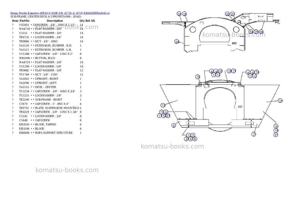 Komatsu afe42-u 630e s/n 32732 & 32747 ebanezer Parts catalog cover Page 3