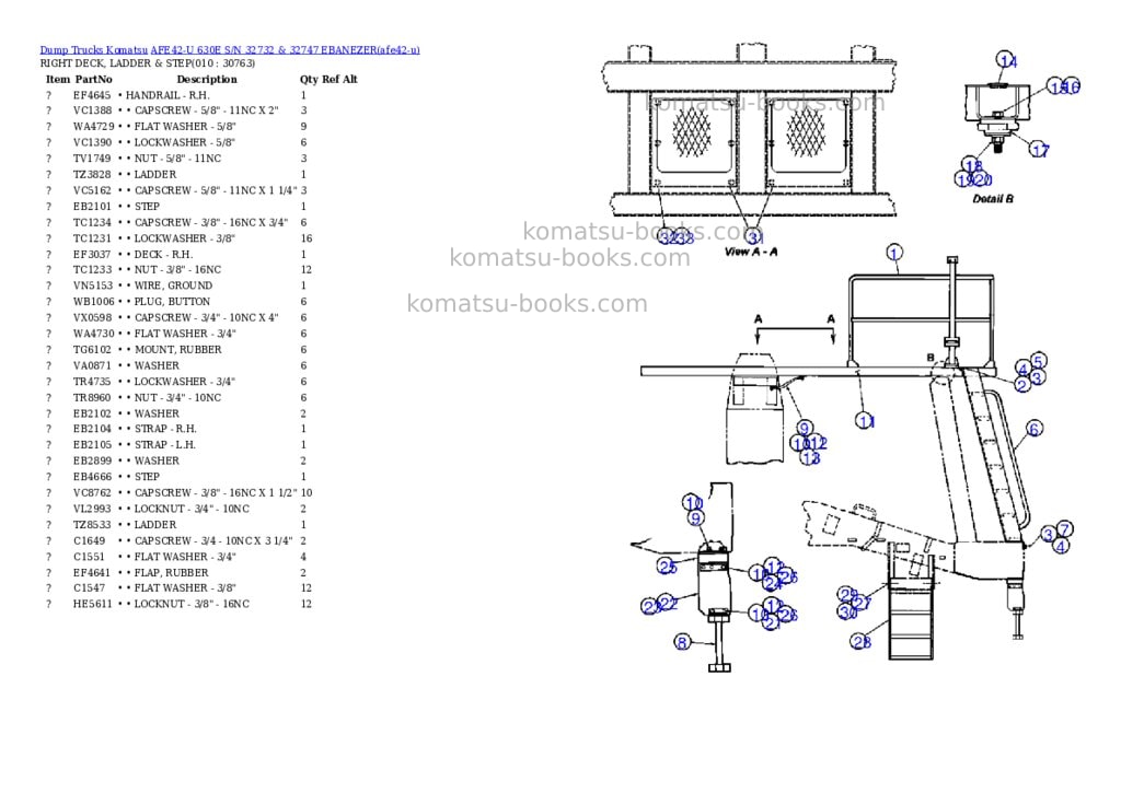 Komatsu afe42-u 630e s/n 32732 & 32747 ebanezer Parts catalog cover Page 4
