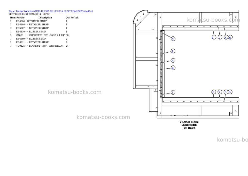 Komatsu afe42-u 630e s/n 32732 & 32747 ebanezer Parts catalog cover Page 6