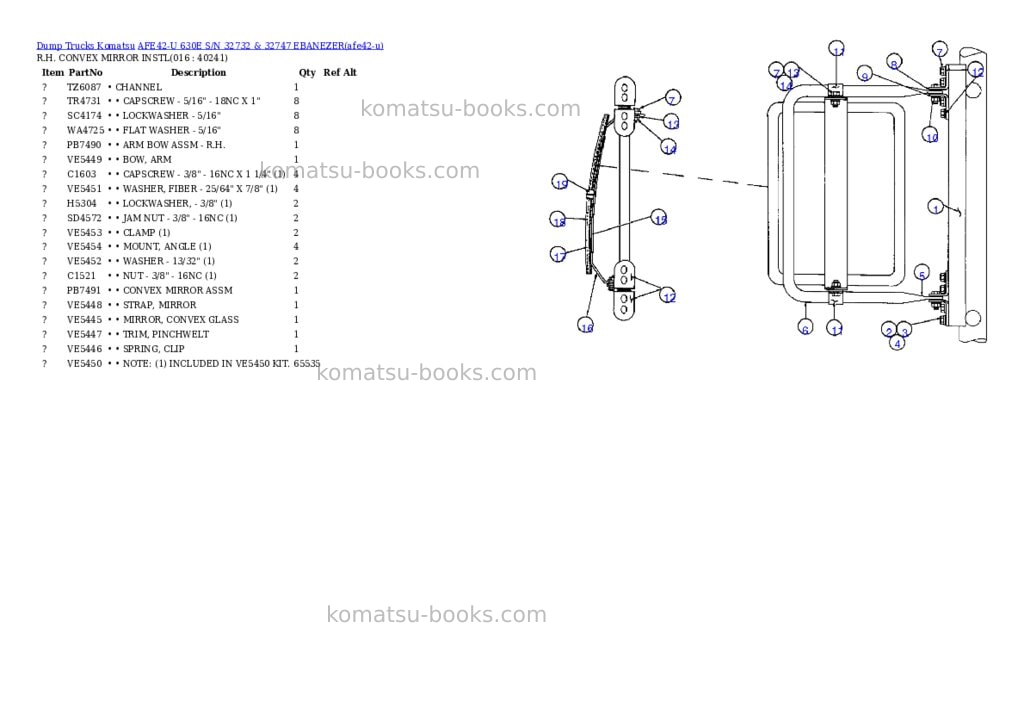 Komatsu afe42-u 630e s/n 32732 & 32747 ebanezer Parts catalog cover Page 7