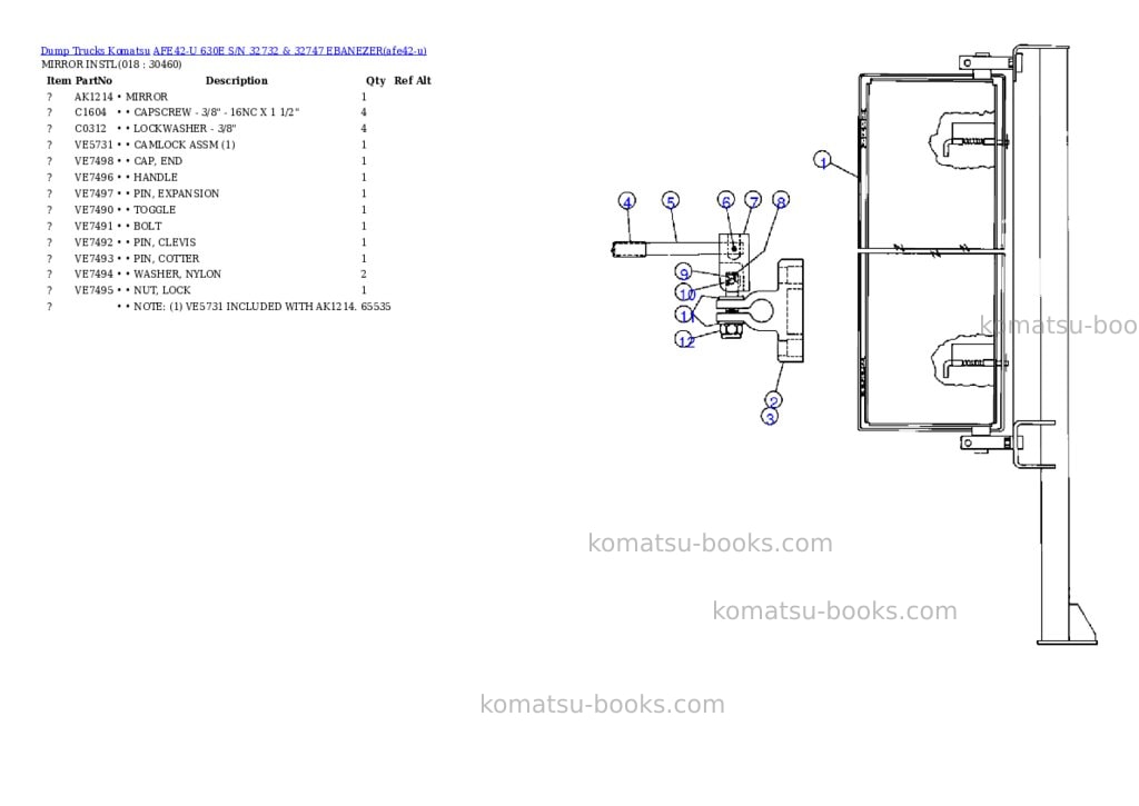 Komatsu afe42-u 630e s/n 32732 & 32747 ebanezer Parts catalog cover Page 8