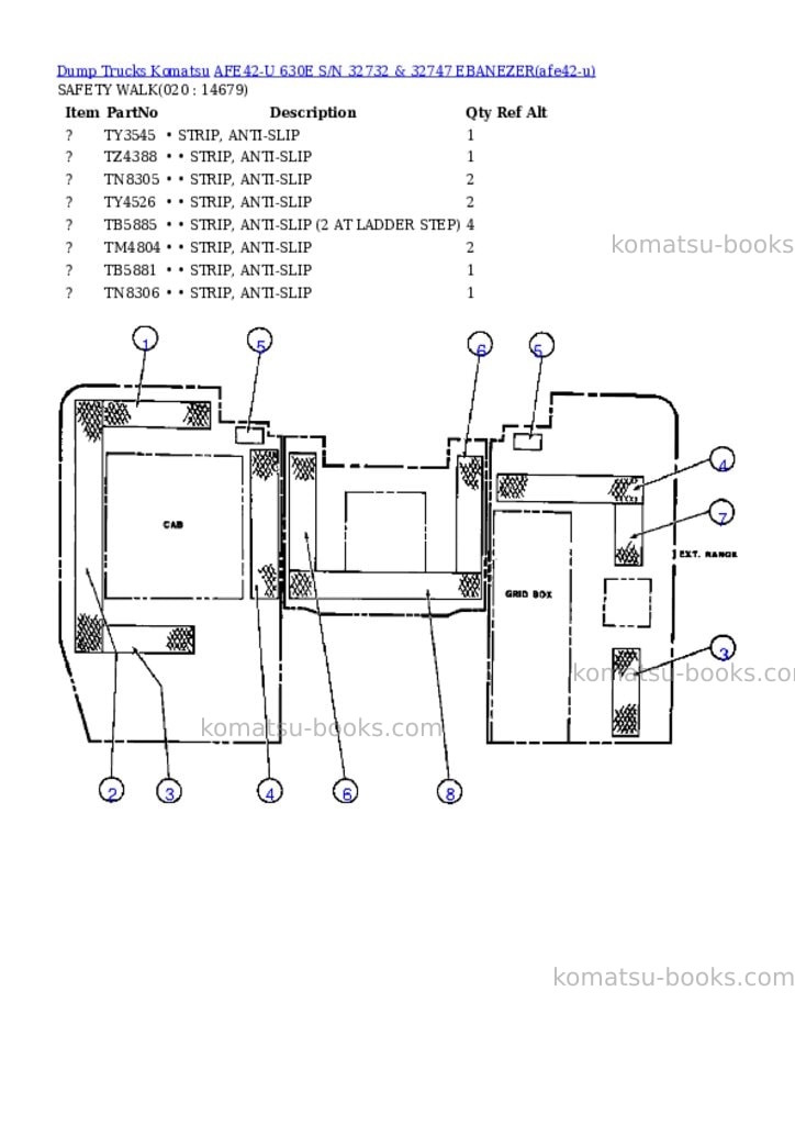 Komatsu afe42-u 630e s/n 32732 & 32747 ebanezer Parts catalog cover Page 9