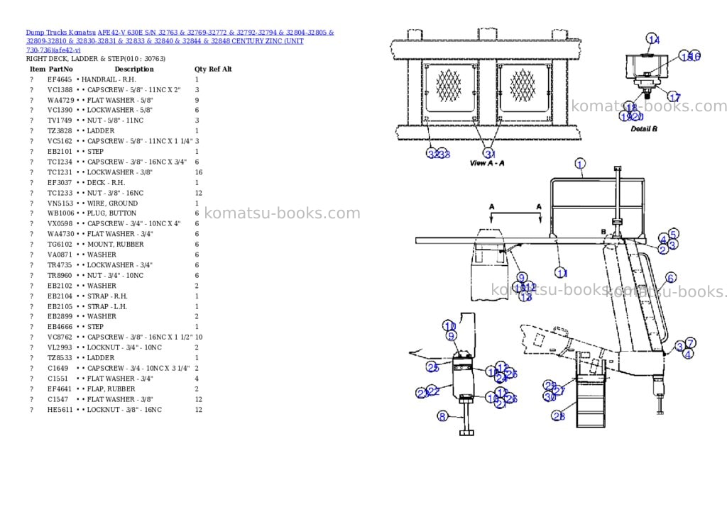 Komatsu afe42-v 630e s/n 32763 & 32769-32772 & 32792-32794 & 32804-32805 & 32809-32810 & 32830-32831 & 32833 & 32840 & 32844 & 32848 century zinc unit 730-736 Parts catalog cover Page 5 Komatsu afe42-v 630e s/n 32763 & 32769-32772 & 32792-32794 & 32804-32805 & 32809-32810 & 32830-32831 & 32833 & 32840 & 32844 & 32848 century zinc unit 730-736 Parts catalog cover Page 5