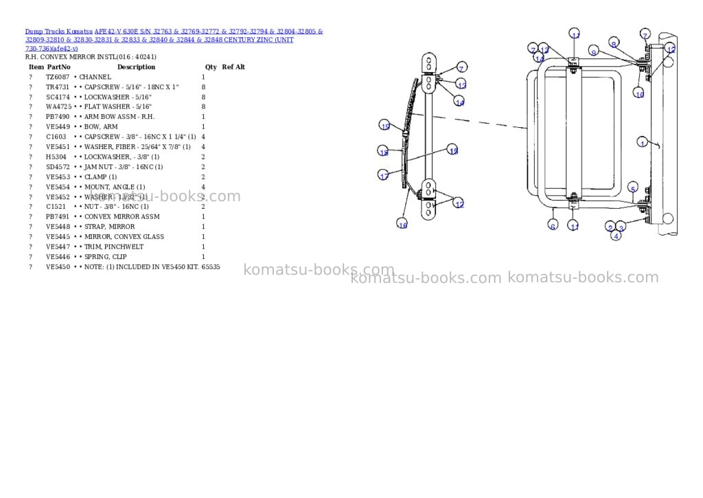 Komatsu afe42-v 630e s/n 32763 & 32769-32772 & 32792-32794 & 32804-32805 & 32809-32810 & 32830-32831 & 32833 & 32840 & 32844 & 32848 century zinc unit 730-736 Parts catalog cover Page 8 Komatsu afe42-v 630e s/n 32763 & 32769-32772 & 32792-32794 & 32804-32805 & 32809-32810 & 32830-32831 & 32833 & 32840 & 32844 & 32848 century zinc unit 730-736 Parts catalog cover Page 8