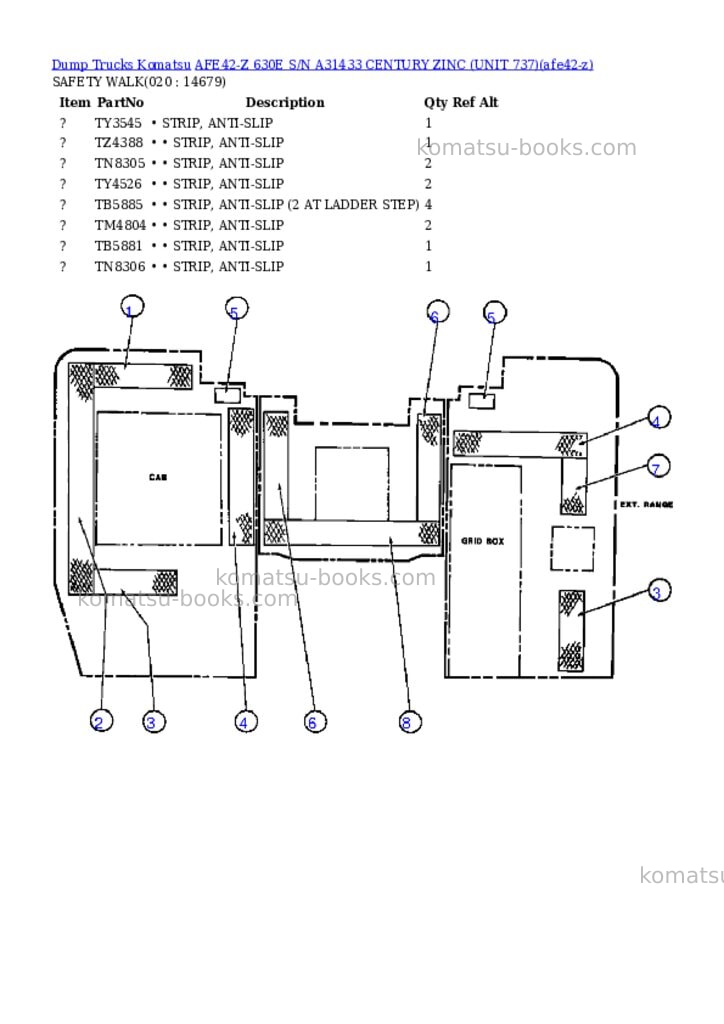 Komatsu afe42-z 630e s/n a31433 century zinc unit 737 Parts catalog cover Page 10