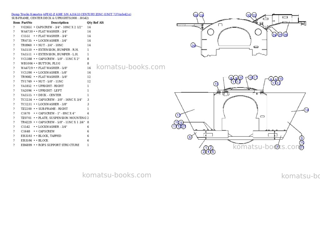 Komatsu afe42-z 630e s/n a31433 century zinc unit 737 Parts catalog cover Page 4
