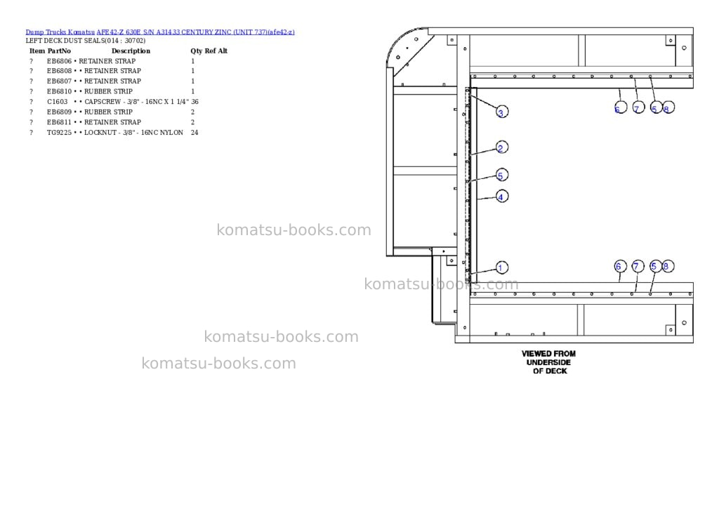 Komatsu afe42-z 630e s/n a31433 century zinc unit 737 Parts catalog cover Page 7