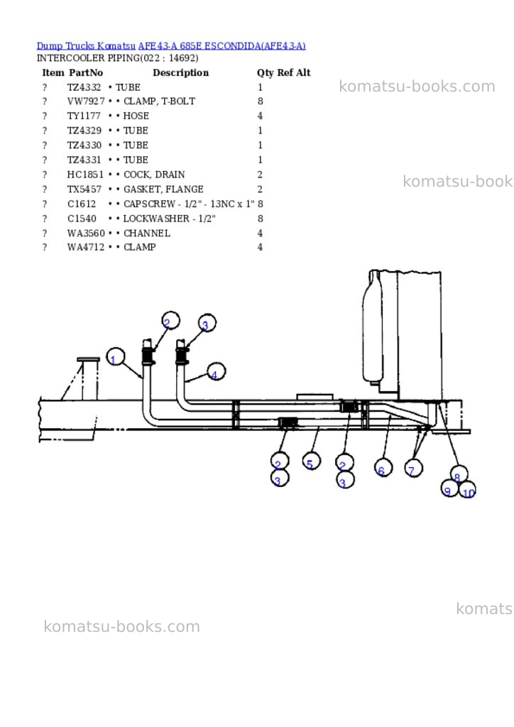 Komatsu afe43-a 685e escondida Parts catalog cover Page 10
