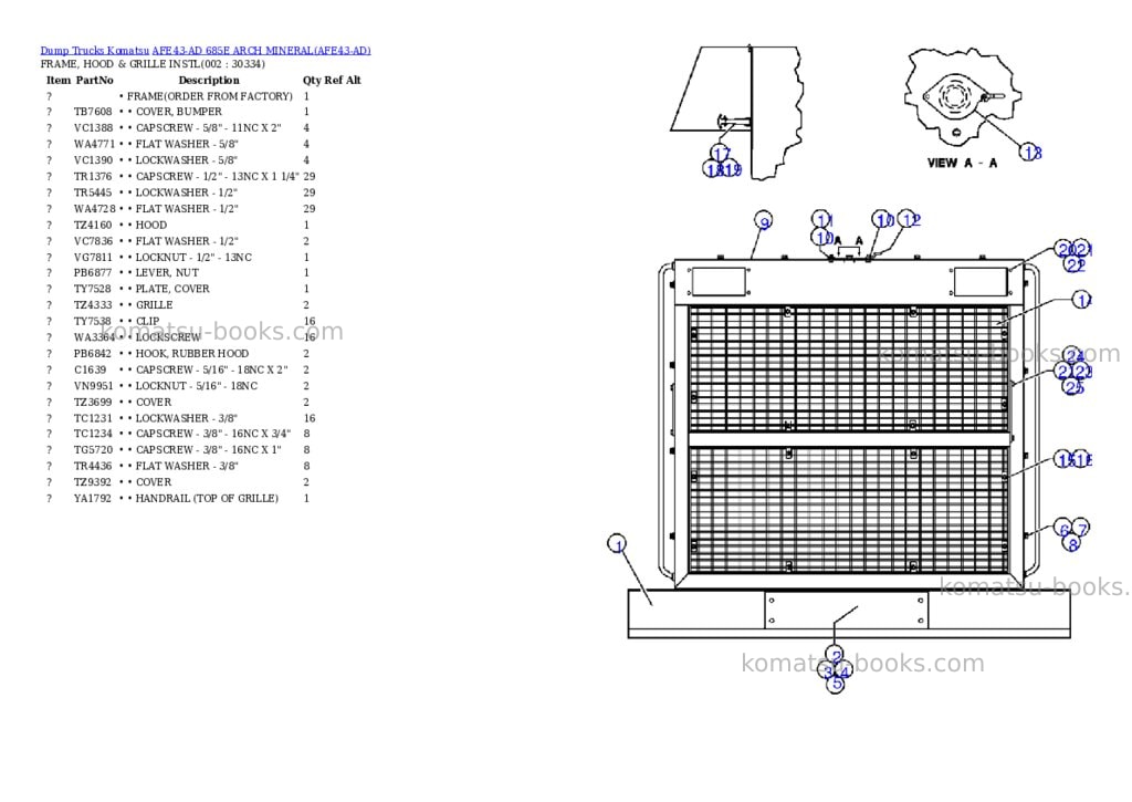 Komatsu afe43-ad 685e arch mineral Parts catalog cover Komatsu afe43-ad 685e arch mineral Parts catalog cover