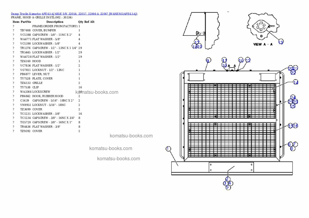 Komatsu afe43-aj 685e Каталог запчастей обложка Komatsu afe43-aj 685e Каталог запчастей обложка