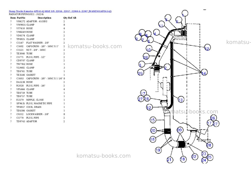 Komatsu afe43-aj 685e s/n 32056, 32057, 32066 & 32067 jwaneng Parts catalog cover Page 10 Komatsu afe43-aj 685e s/n 32056, 32057, 32066 & 32067 jwaneng Parts catalog cover Page 10
