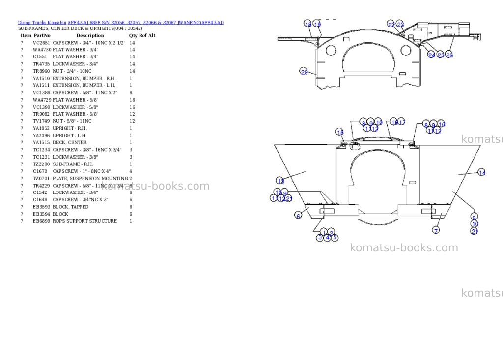 Komatsu afe43-aj 685e s/n 32056, 32057, 32066 & 32067 jwaneng Parts catalog cover Page 2 Komatsu afe43-aj 685e s/n 32056, 32057, 32066 & 32067 jwaneng Parts catalog cover Page 2