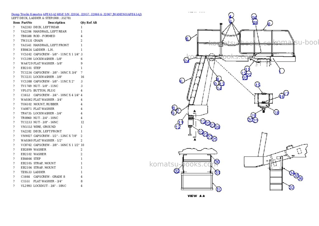 Komatsu afe43-aj 685e s/n 32056, 32057, 32066 & 32067 jwaneng Parts catalog cover Page 4 Komatsu afe43-aj 685e s/n 32056, 32057, 32066 & 32067 jwaneng Parts catalog cover Page 4