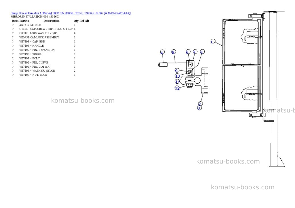 Komatsu afe43-aj 685e s/n 32056, 32057, 32066 & 32067 jwaneng Parts catalog cover Page 5 Komatsu afe43-aj 685e s/n 32056, 32057, 32066 & 32067 jwaneng Parts catalog cover Page 5