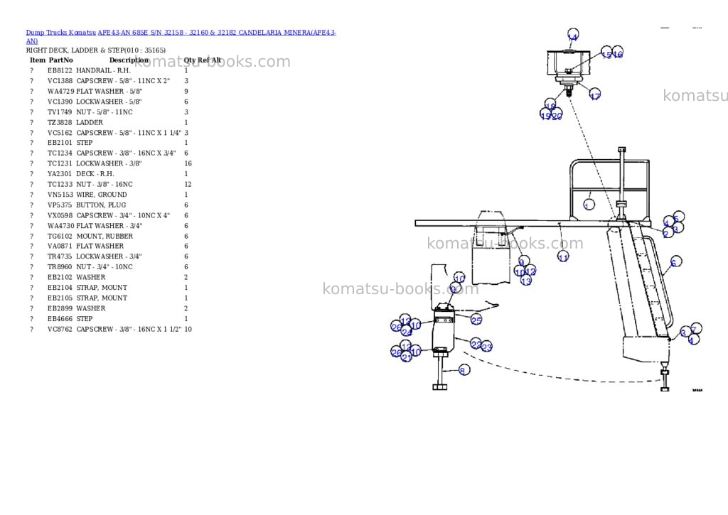Komatsu afe43-an 685e s/n 32158 - 32160 & 32182 candelaria minera Parts catalog cover Page 5 Komatsu afe43-an 685e s/n 32158 - 32160 & 32182 candelaria minera Parts catalog cover Page 5