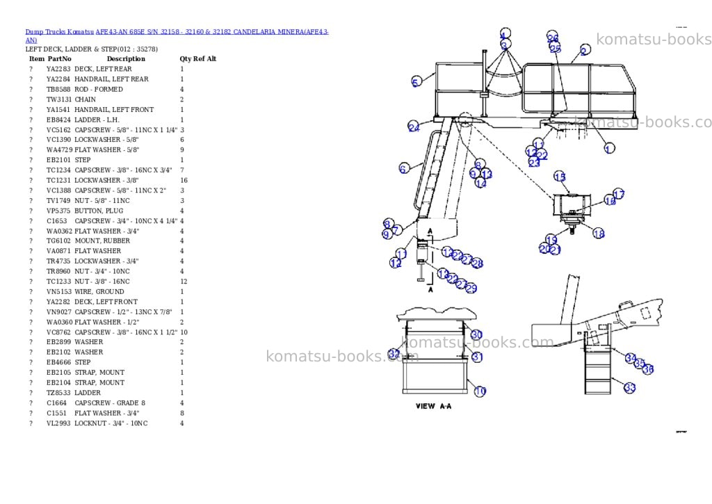 Komatsu afe43-an 685e s/n 32158 - 32160 & 32182 candelaria minera Parts catalog cover Page 6 Komatsu afe43-an 685e s/n 32158 - 32160 & 32182 candelaria minera Parts catalog cover Page 6