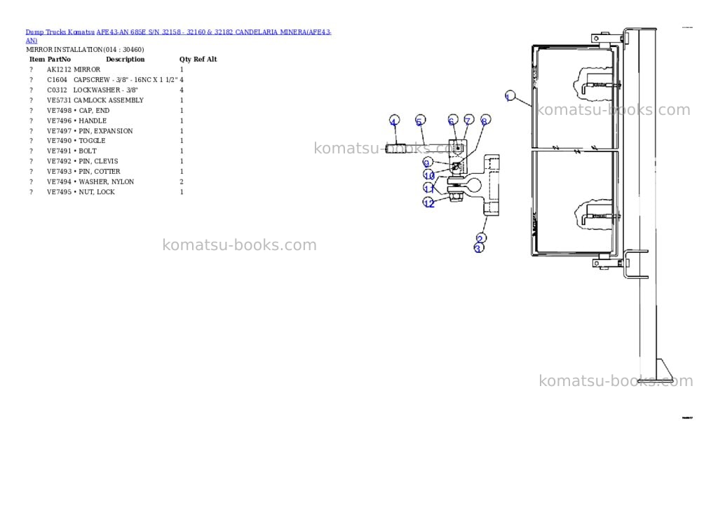 Komatsu afe43-an 685e s/n 32158 - 32160 & 32182 candelaria minera Parts catalog cover Page 7 Komatsu afe43-an 685e s/n 32158 - 32160 & 32182 candelaria minera Parts catalog cover Page 7