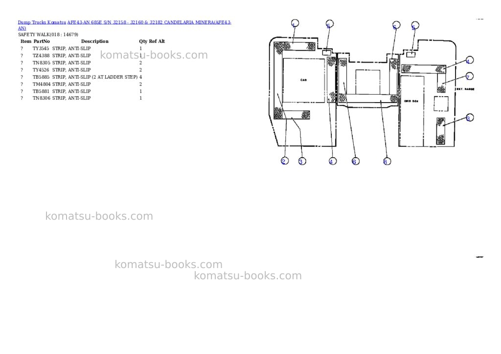 Komatsu afe43-an 685e s/n 32158 - 32160 & 32182 candelaria minera Parts catalog cover Page 9 Komatsu afe43-an 685e s/n 32158 - 32160 & 32182 candelaria minera Parts catalog cover Page 9