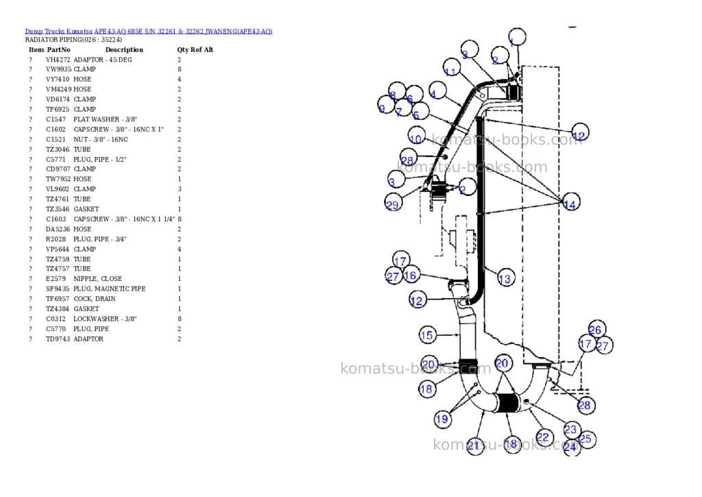 Komatsu afe43-aq 685e s/n 32261 & 32262 jwaneng Parts catalog cover Page 10