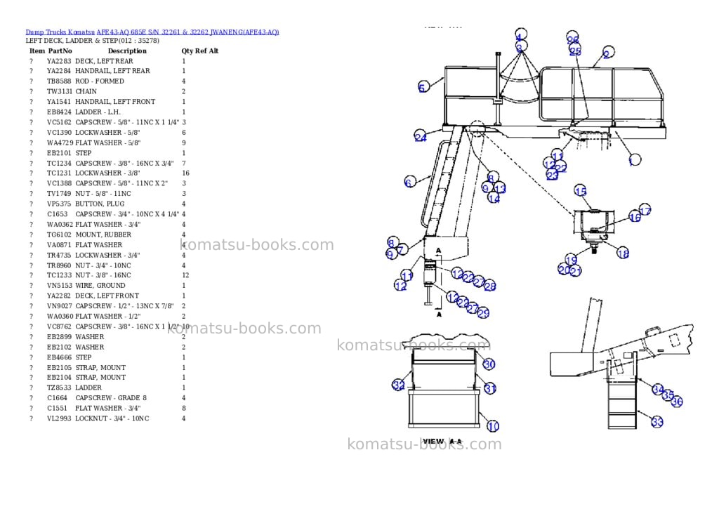 Komatsu afe43-aq 685e s/n 32261 & 32262 jwaneng Parts catalog cover Page 4