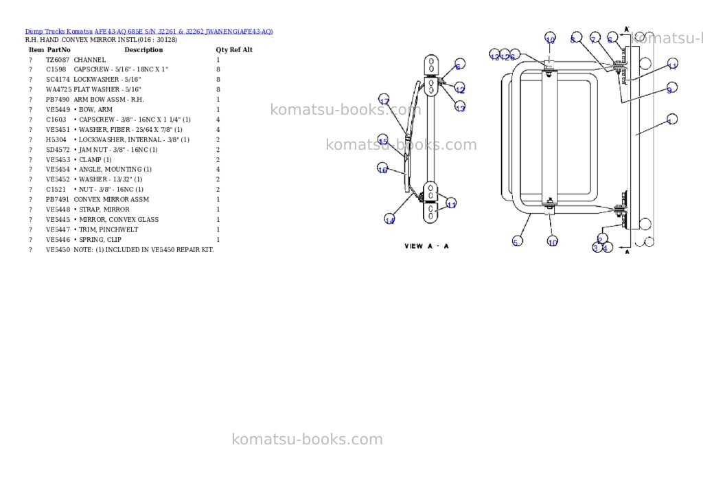 Komatsu afe43-aq 685e s/n 32261 & 32262 jwaneng Parts catalog cover Page 6