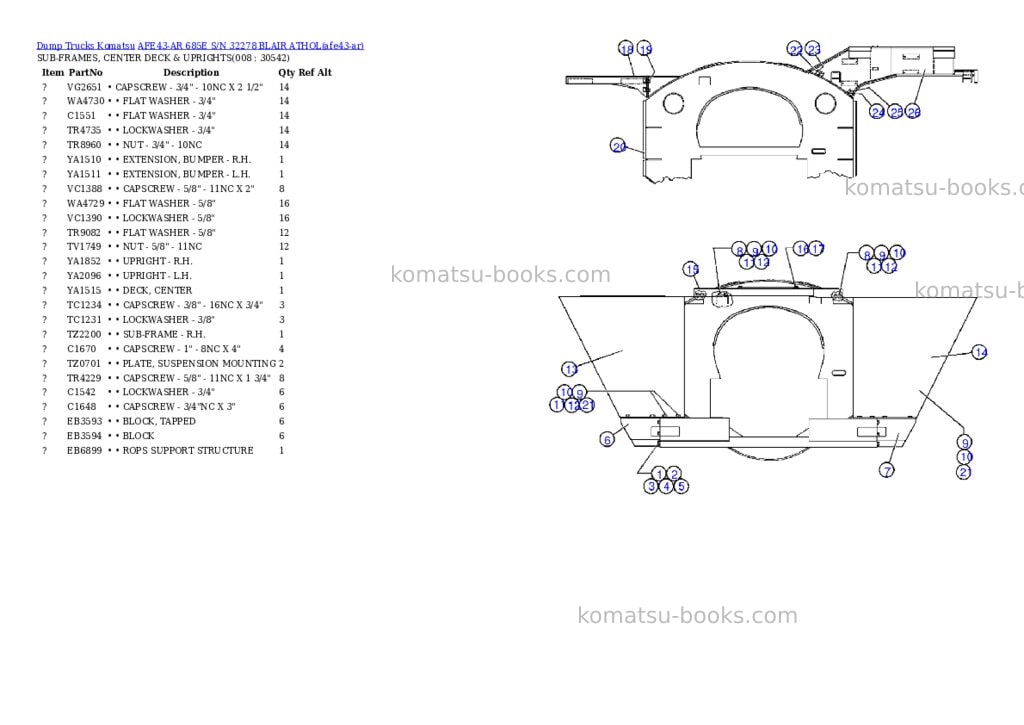 Komatsu afe43-ar 685e s/n 32278 blair athol Parts catalog cover Page 2 Komatsu afe43-ar 685e s/n 32278 blair athol Parts catalog cover Page 2