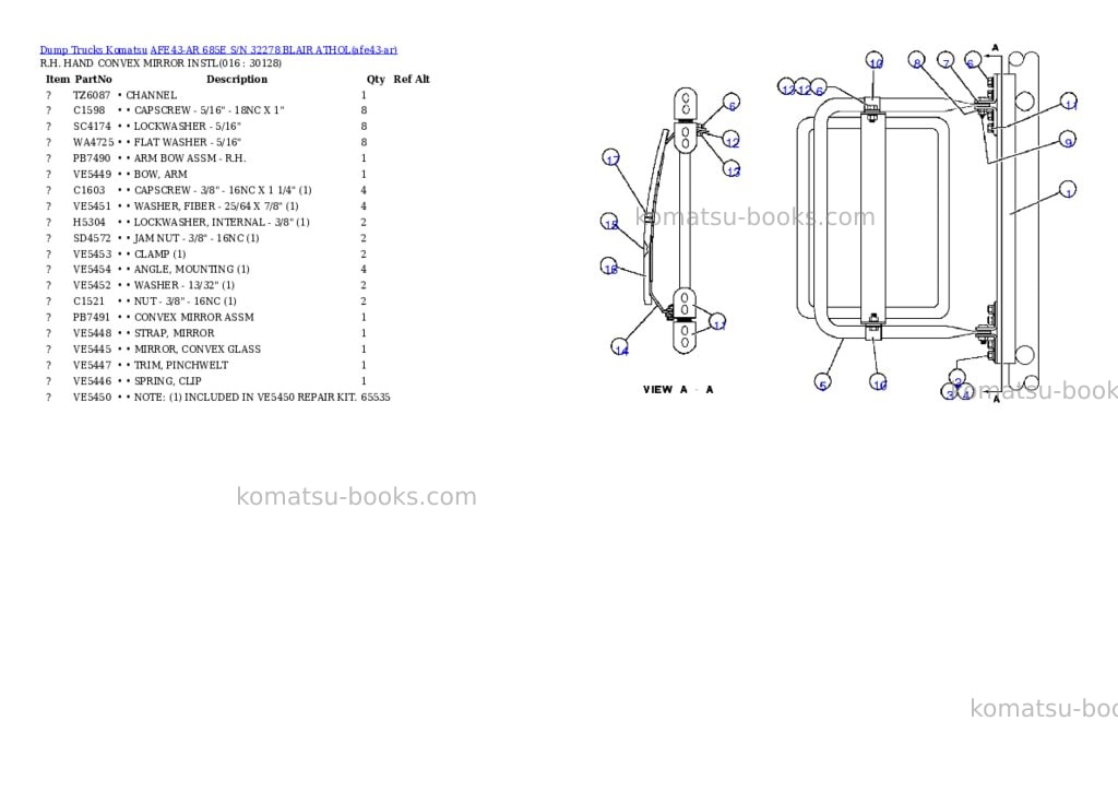 Komatsu afe43-ar 685e s/n 32278 blair athol Parts catalog cover Page 6 Komatsu afe43-ar 685e s/n 32278 blair athol Parts catalog cover Page 6