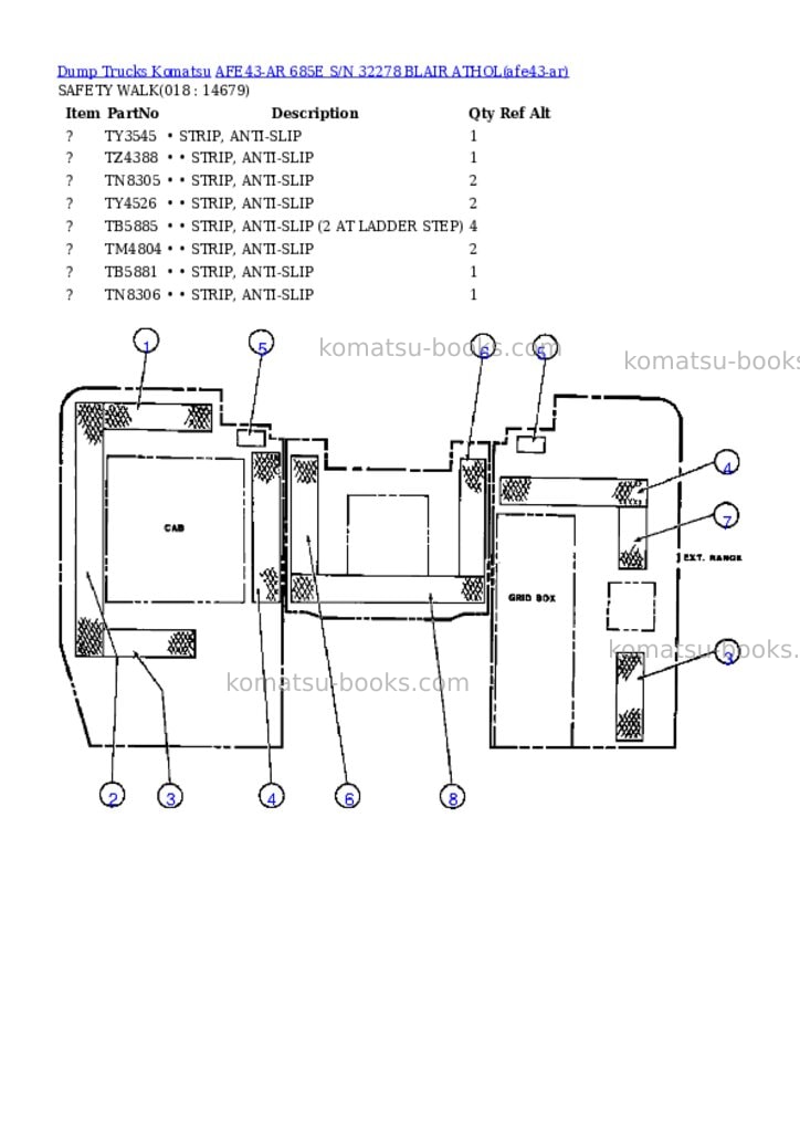Komatsu afe43-ar 685e s/n 32278 blair athol Parts catalog cover Page 7 Komatsu afe43-ar 685e s/n 32278 blair athol Parts catalog cover Page 7