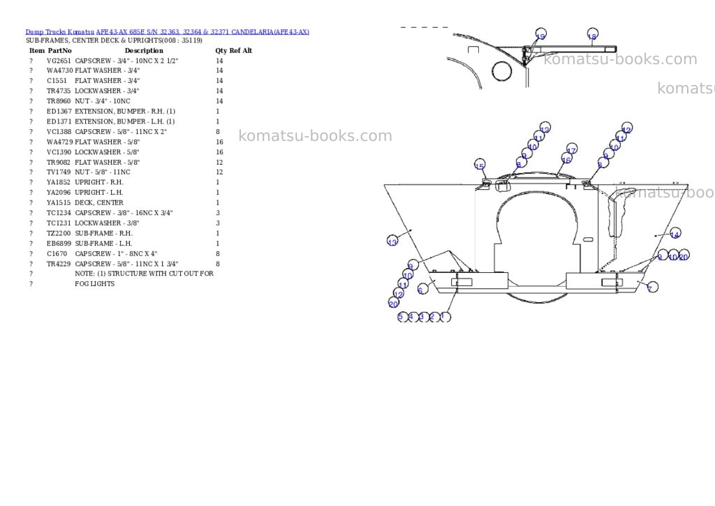 Komatsu afe43-ax 685e s/n 32363, 32364 & 32371 candelaria Parts catalog cover Page 4