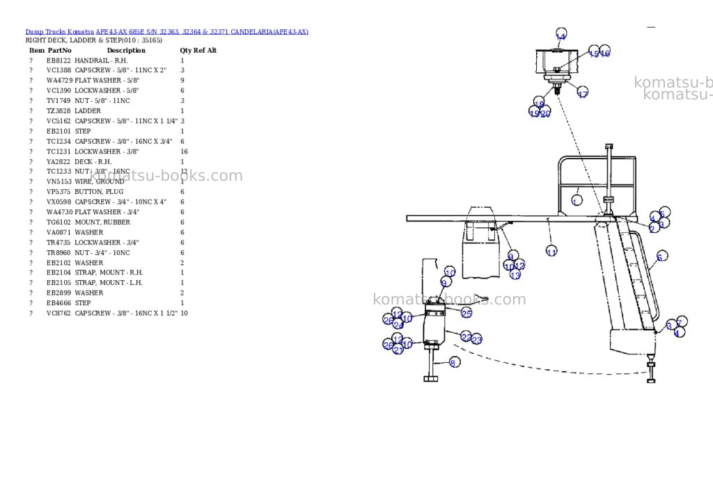 Komatsu afe43-ax 685e s/n 32363, 32364 & 32371 candelaria Parts catalog cover Page 5
