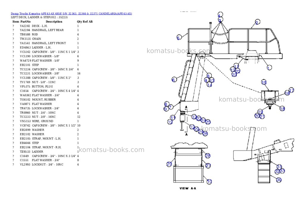 Komatsu afe43-ax 685e s/n 32363, 32364 & 32371 candelaria Parts catalog cover Page 6
