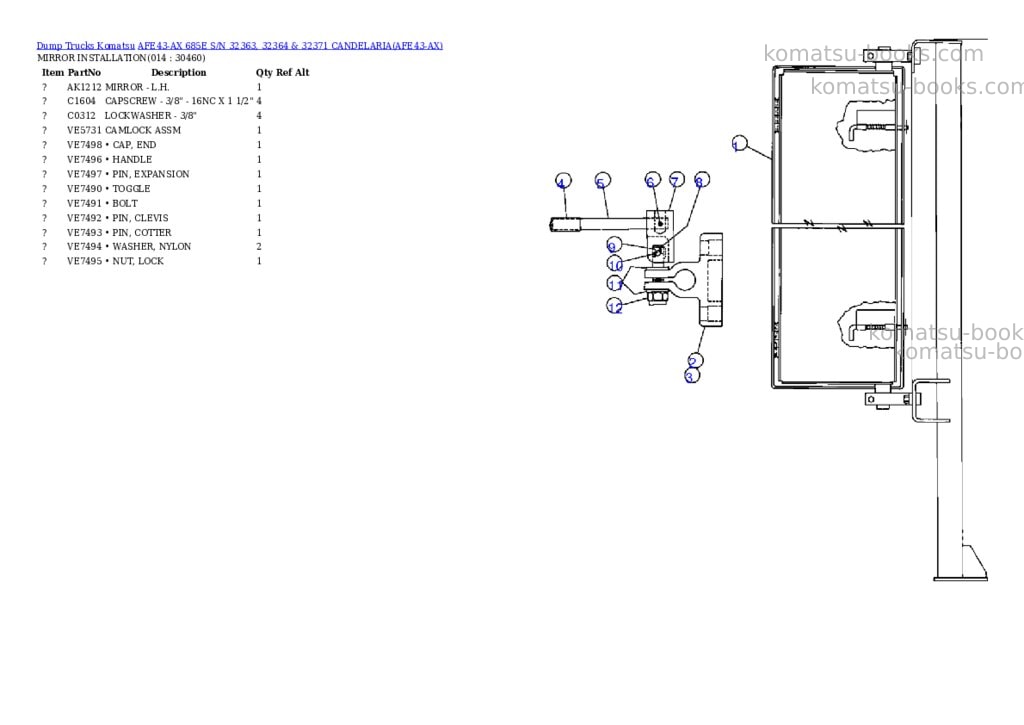 Komatsu afe43-ax 685e s/n 32363, 32364 & 32371 candelaria Parts catalog cover Page 7