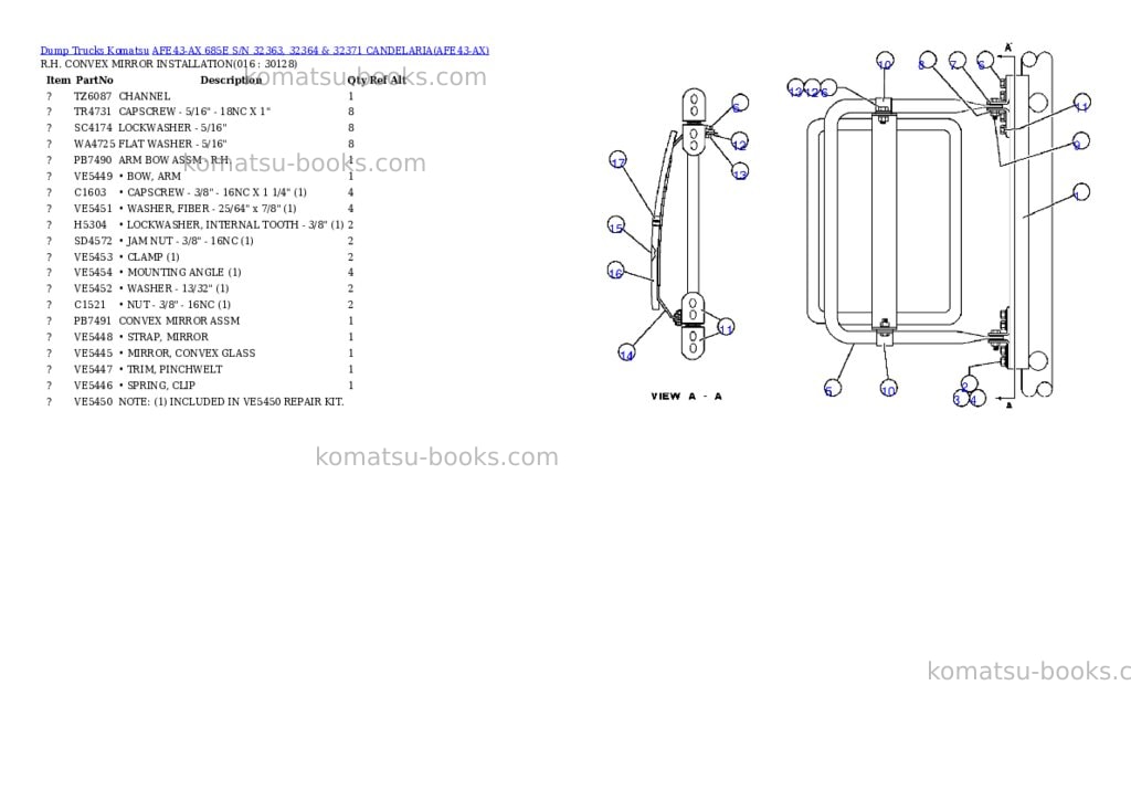 Komatsu afe43-ax 685e s/n 32363, 32364 & 32371 candelaria Parts catalog cover Page 8