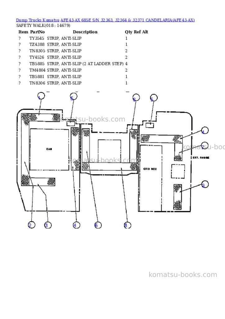 Komatsu afe43-ax 685e s/n 32363, 32364 & 32371 candelaria Parts catalog cover Page 9
