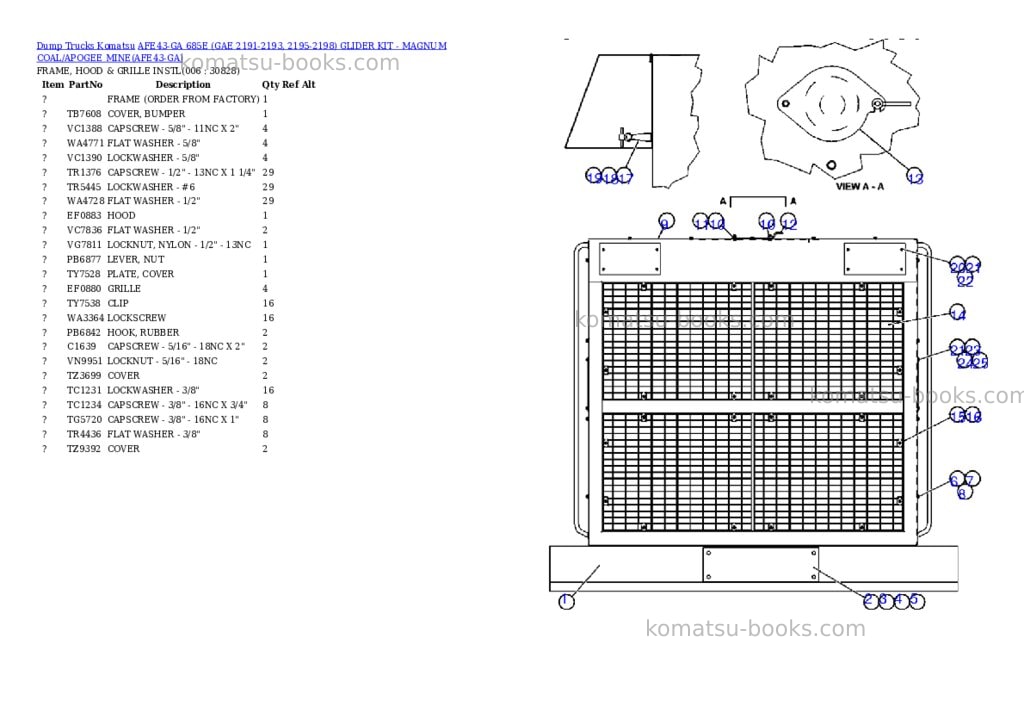Komatsu afe43-ga 685e gae 2191-2193, 2195-2198 glider kit - magnum coal/apogee mine Parts catalog cover Page 3 Komatsu afe43-ga 685e gae 2191-2193, 2195-2198 glider kit - magnum coal/apogee mine Parts catalog cover Page 3