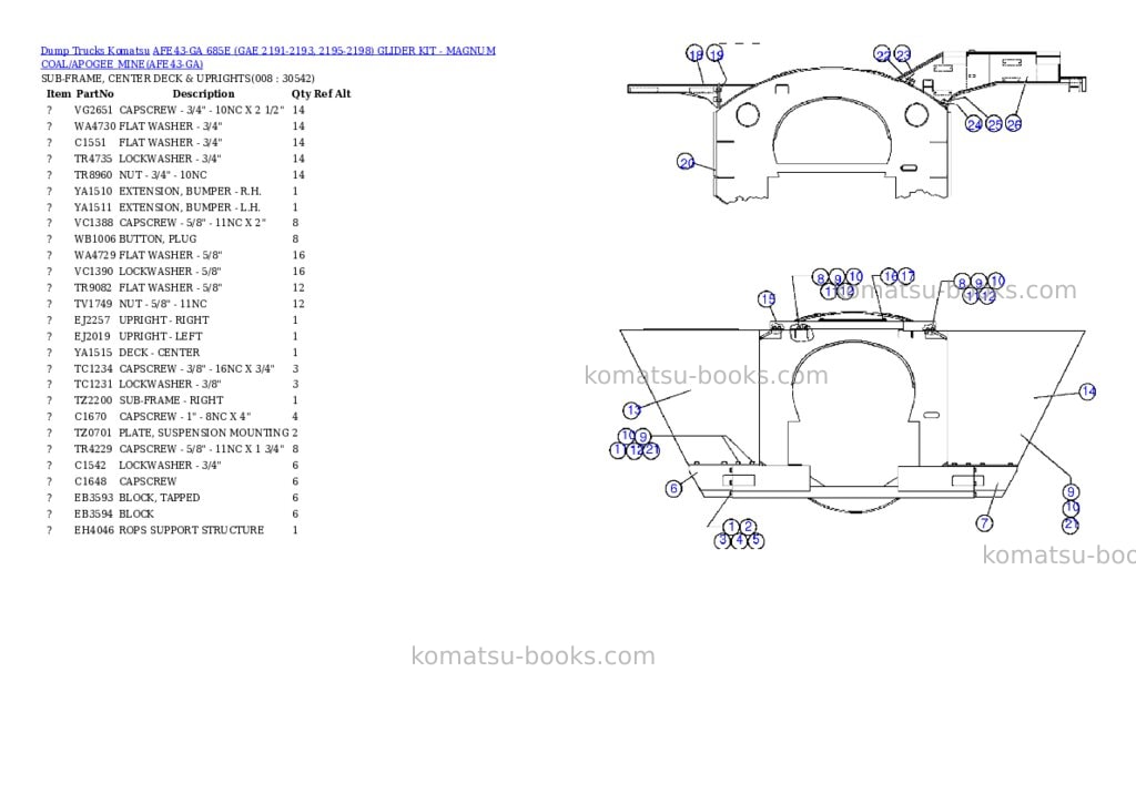 Komatsu afe43-ga 685e gae 2191-2193, 2195-2198 glider kit - magnum coal/apogee mine Parts catalog cover Page 4 Komatsu afe43-ga 685e gae 2191-2193, 2195-2198 glider kit - magnum coal/apogee mine Parts catalog cover Page 4
