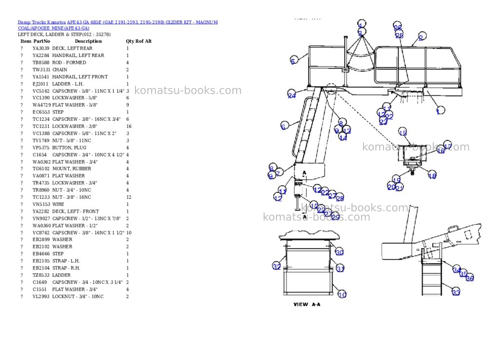 Komatsu afe43-ga 685e gae 2191-2193, 2195-2198 glider kit - magnum coal/apogee mine Parts catalog cover Page 6 Komatsu afe43-ga 685e gae 2191-2193, 2195-2198 glider kit - magnum coal/apogee mine Parts catalog cover Page 6