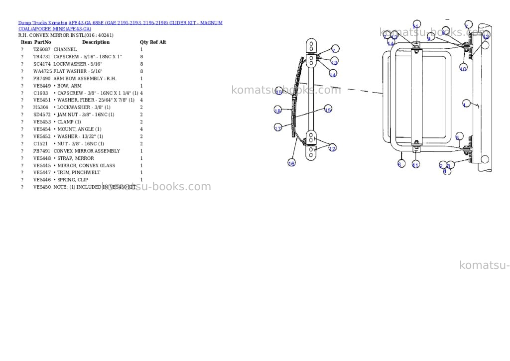 Komatsu afe43-ga 685e gae 2191-2193, 2195-2198 glider kit - magnum coal/apogee mine Parts catalog cover Page 8 Komatsu afe43-ga 685e gae 2191-2193, 2195-2198 glider kit - magnum coal/apogee mine Parts catalog cover Page 8