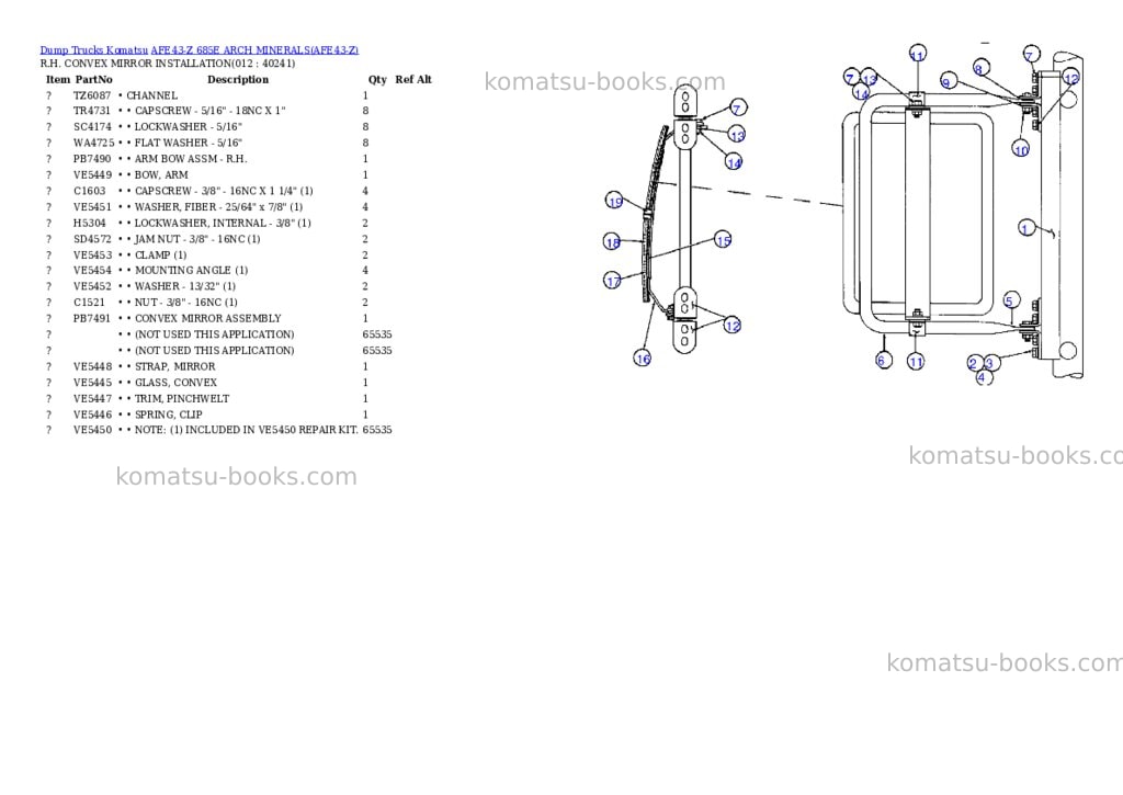 Komatsu afe43-z 685e arch minerals Parts catalog cover Page 6 Komatsu afe43-z 685e arch minerals Parts catalog cover Page 6