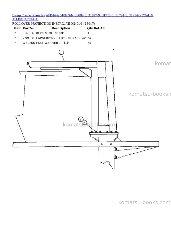 Komatsu afe44-a 510e s/n 31682-3, 31697-9, 31712-8, 31724-5, 31734-5 coal & allied Parts catalog cover Page 7