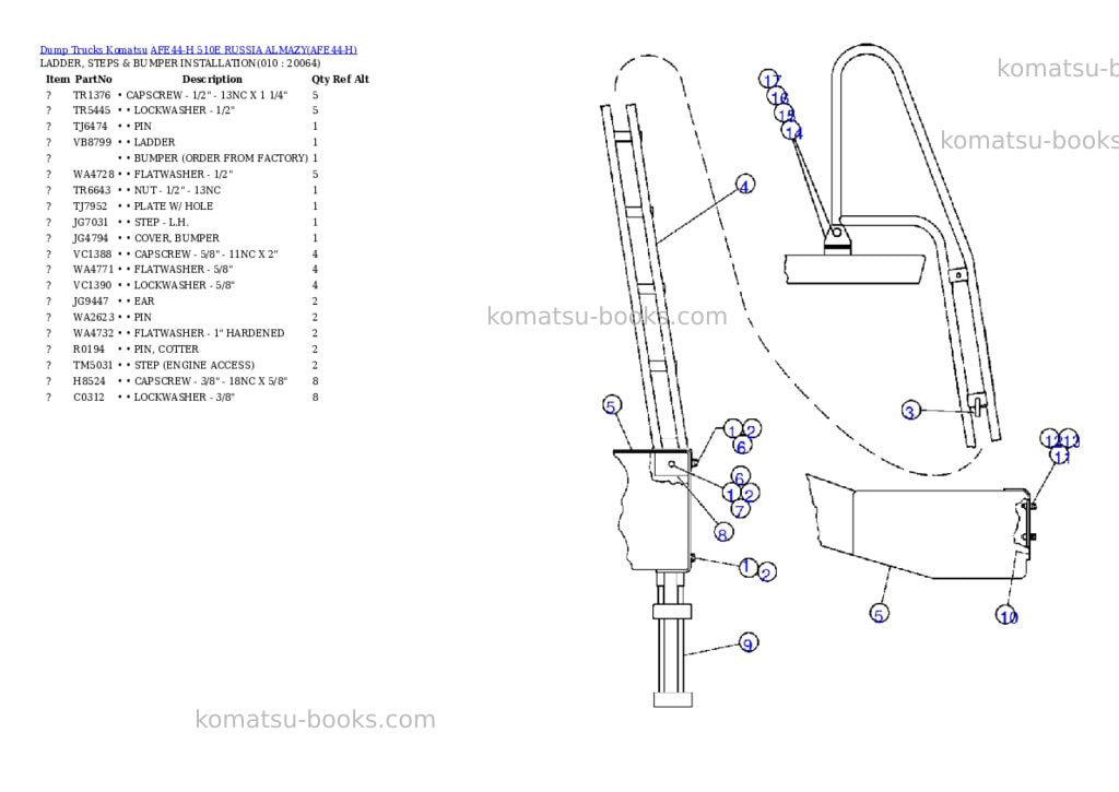 Komatsu afe44-h 510e russia almazy Parts catalog cover Page 5 Komatsu afe44-h 510e russia almazy Parts catalog cover Page 5
