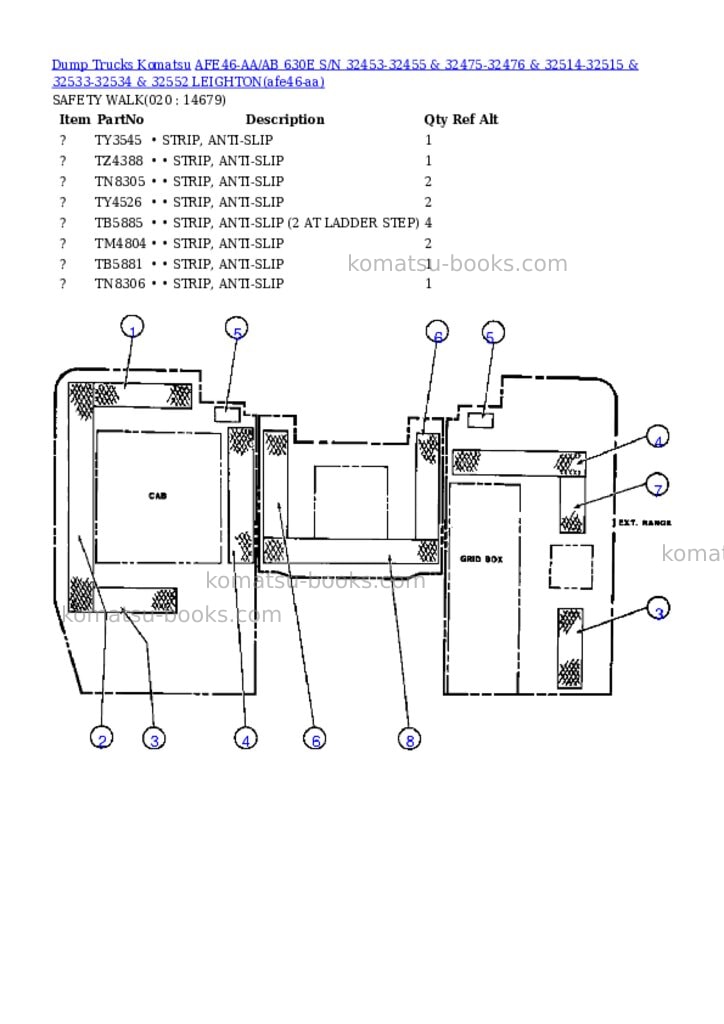Komatsu afe46-aa/ab 630e s/n 32453-32455 & 32475-32476 & 32514-32515 & 32533-32534 & 32552 leighton Parts catalog cover Page 10