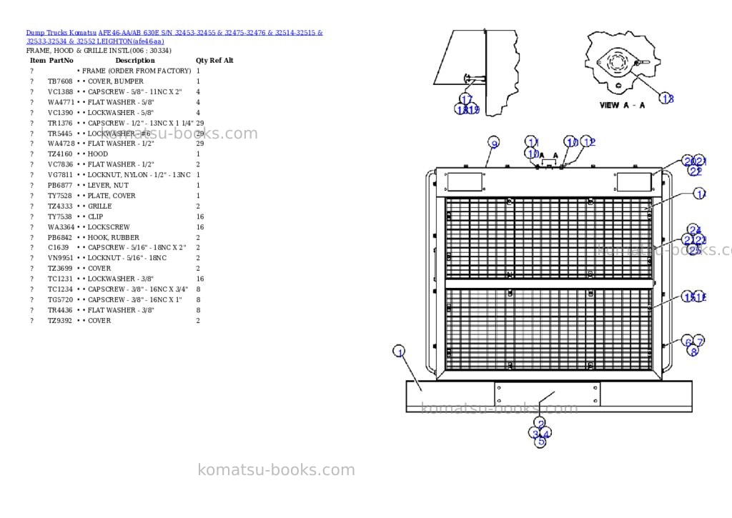 Komatsu afe46-aa/ab 630e s/n 32453-32455 & 32475-32476 & 32514-32515 & 32533-32534 & 32552 leighton Parts catalog cover Page 3